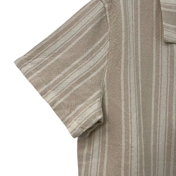Marine Layer Natural Vertical Stripe Short Sleeve Woven Camp Shirt Mens M NEW - Picture 3 of 6